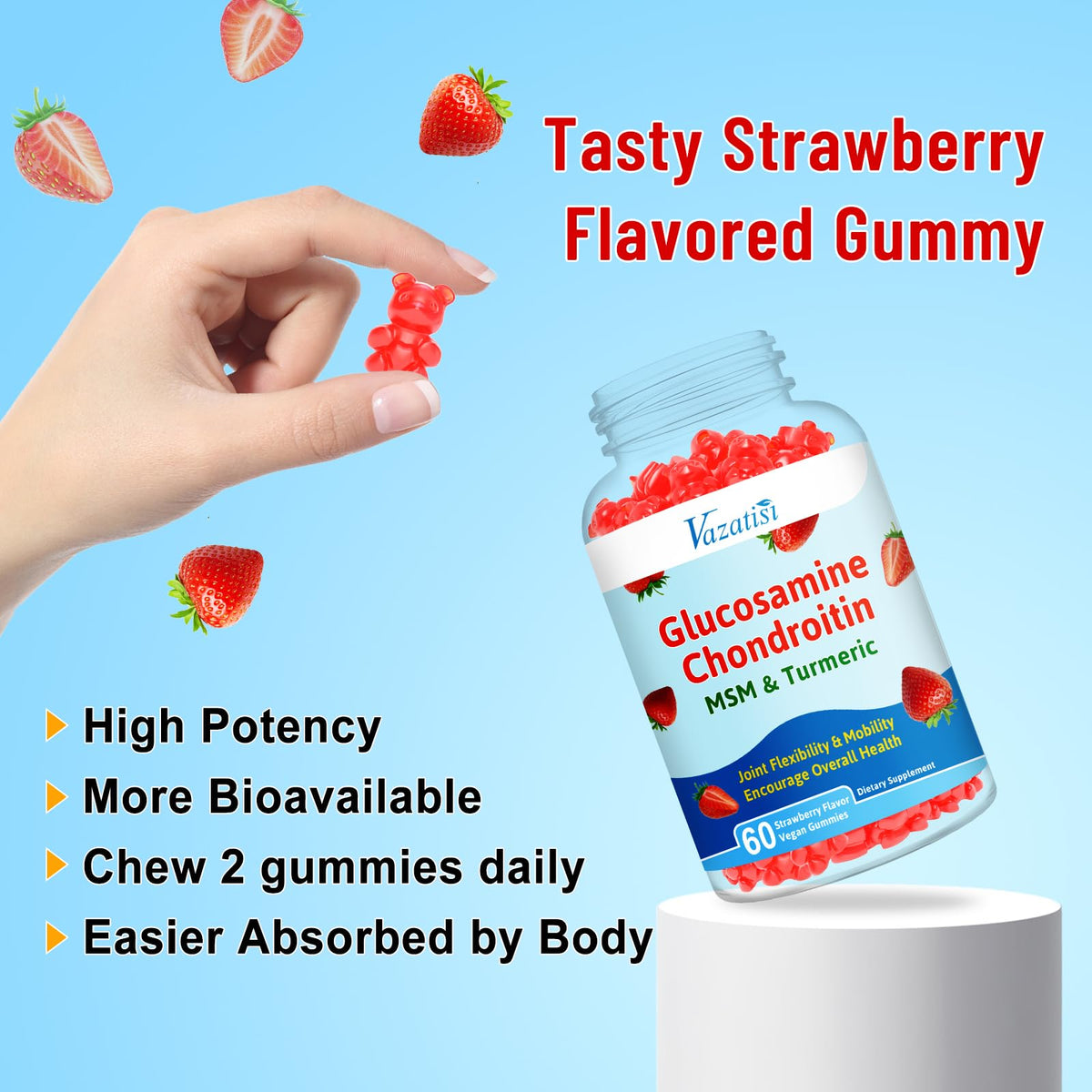 Glucosamine Chondroitin Gummies with Turmeric & MSM, 60 Gummies O58791