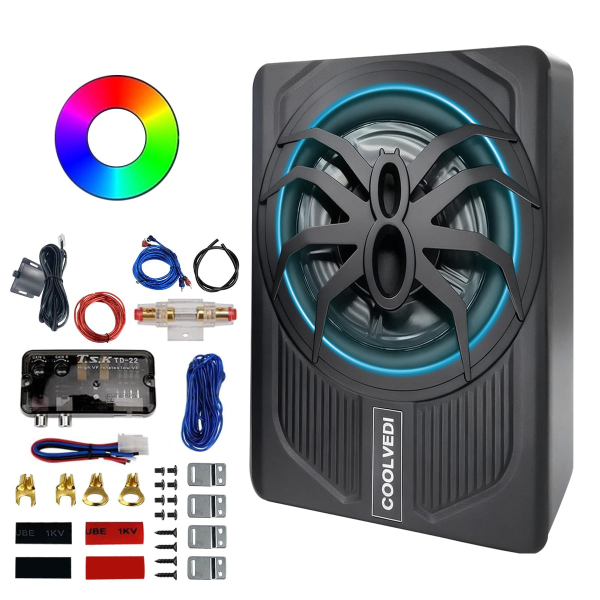 10" 1600W Slim Under Seat Powered Car Subwoofer W31658