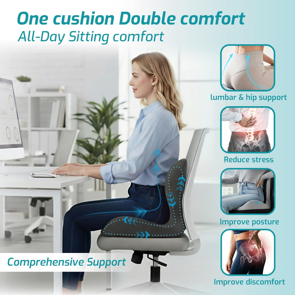 Ergonomic Seat Cushion & Lumbar Support Pillow J40330