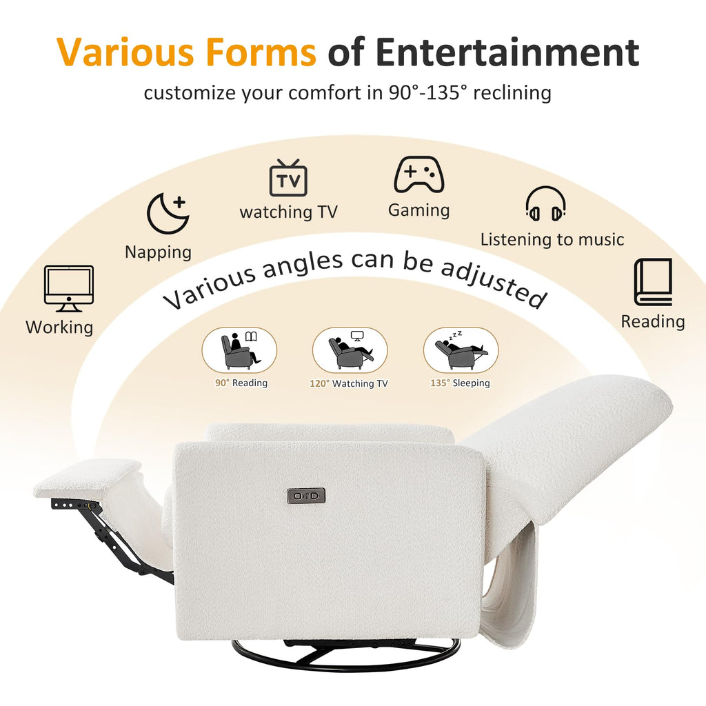 White Power Rocking Recliner Chair E693