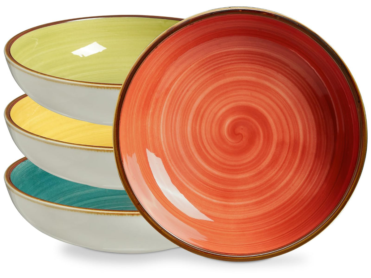 30 Ounce Porcelain Pasta Bowls Set of 4 Assorted Color T200199
