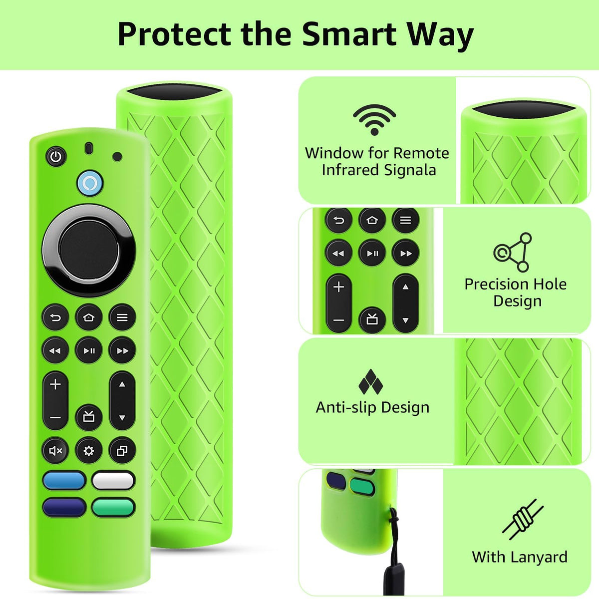 Silicone Remote Cover Glow in The Dark with Lanyard O388