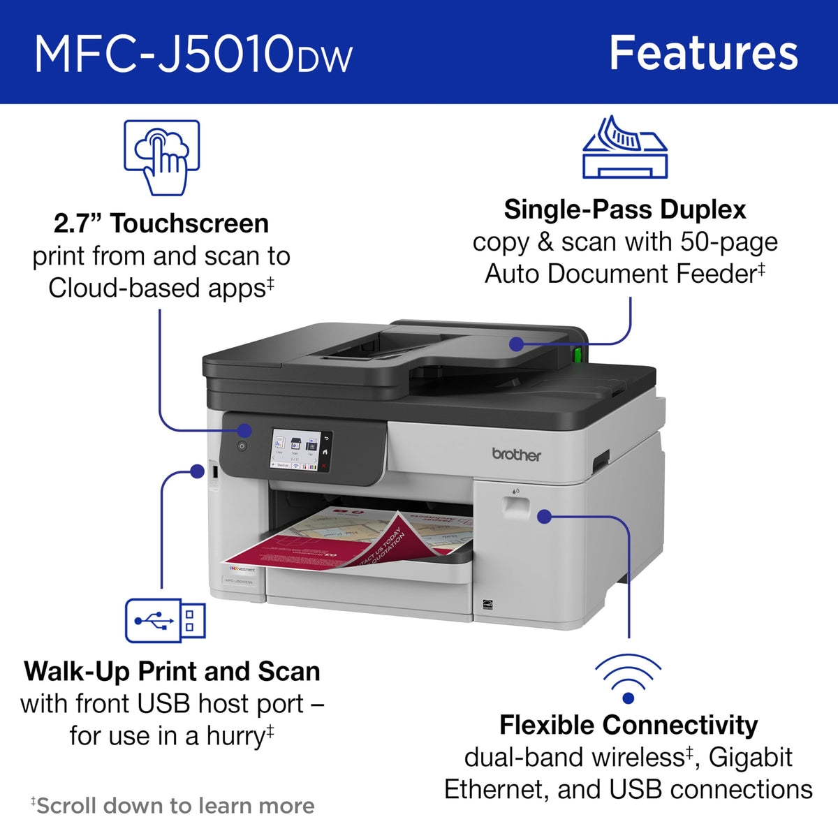 Wireless Color Inkjet All-in-One Printer with 2-Sided Copy & Scan D9381