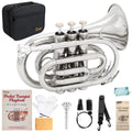 Bb Portable Pocket Trumpet with Case, 7C Mouthpiece and Cleaning Kit N914