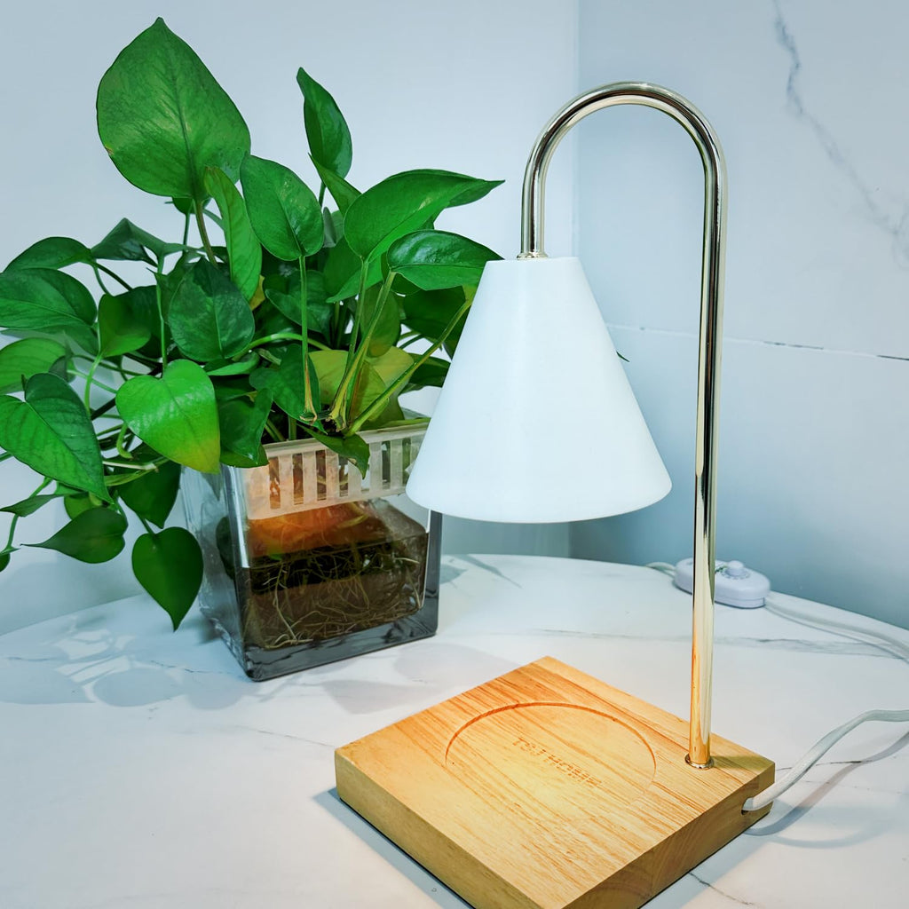 Electric Candle Warmer Lamp with 2 Bulbs, Adjustable Height, Timer, Gold Z51942