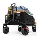 26" Extra Wide All Terrain Folding Wagon with Big Wheels, Cargo Net & Tailgate, 400lbs Heavy Duty Collapsible Cart, Black A135158