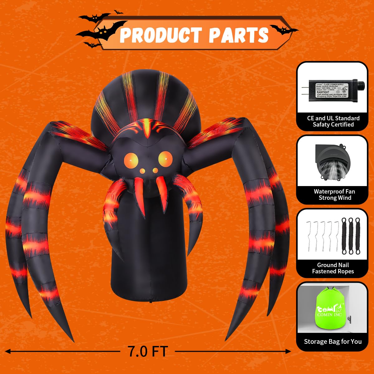 7FT Halloween Inflatables Yard Decor with LEDs X4309