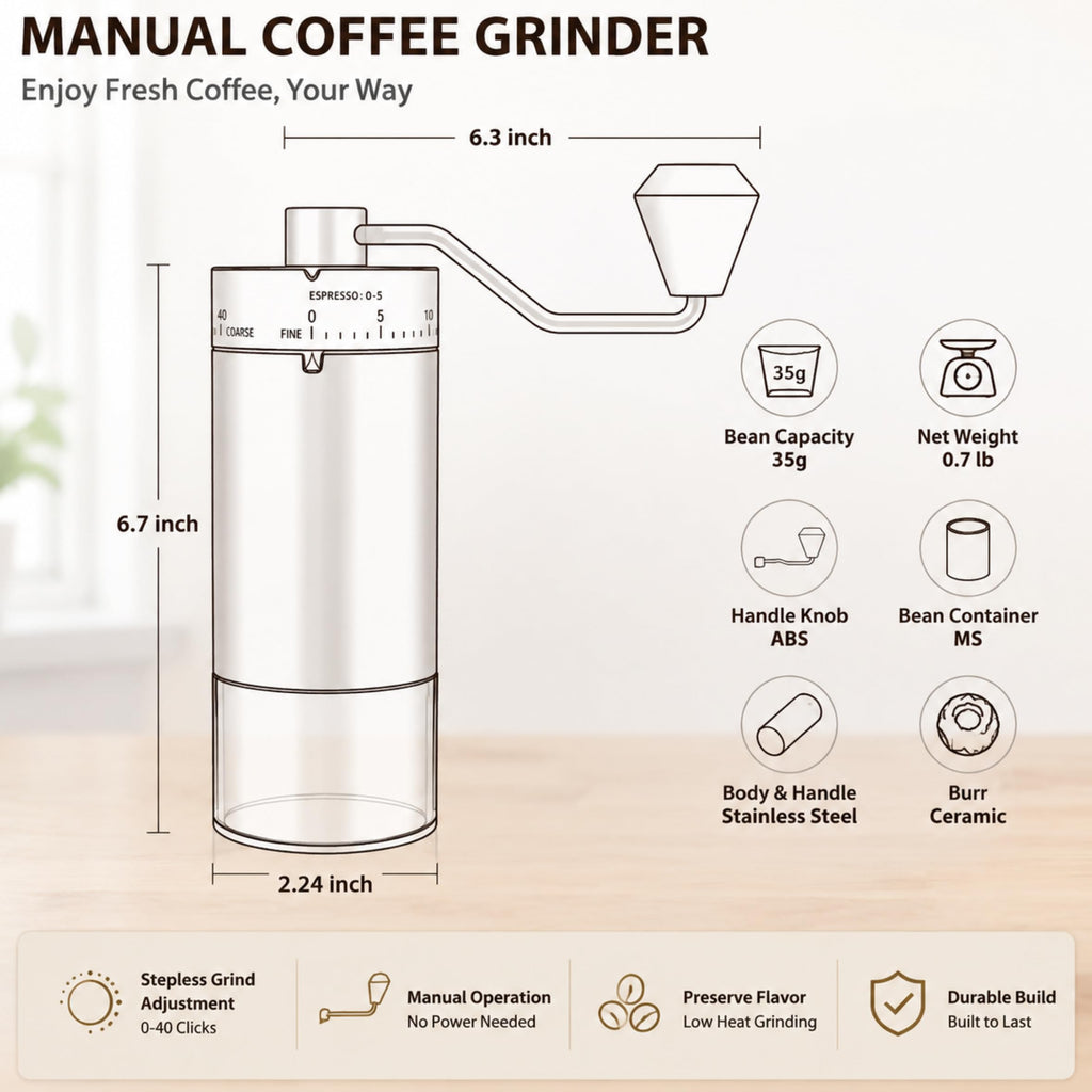 Manual Coffee Grinder with Adjustable Settings K455