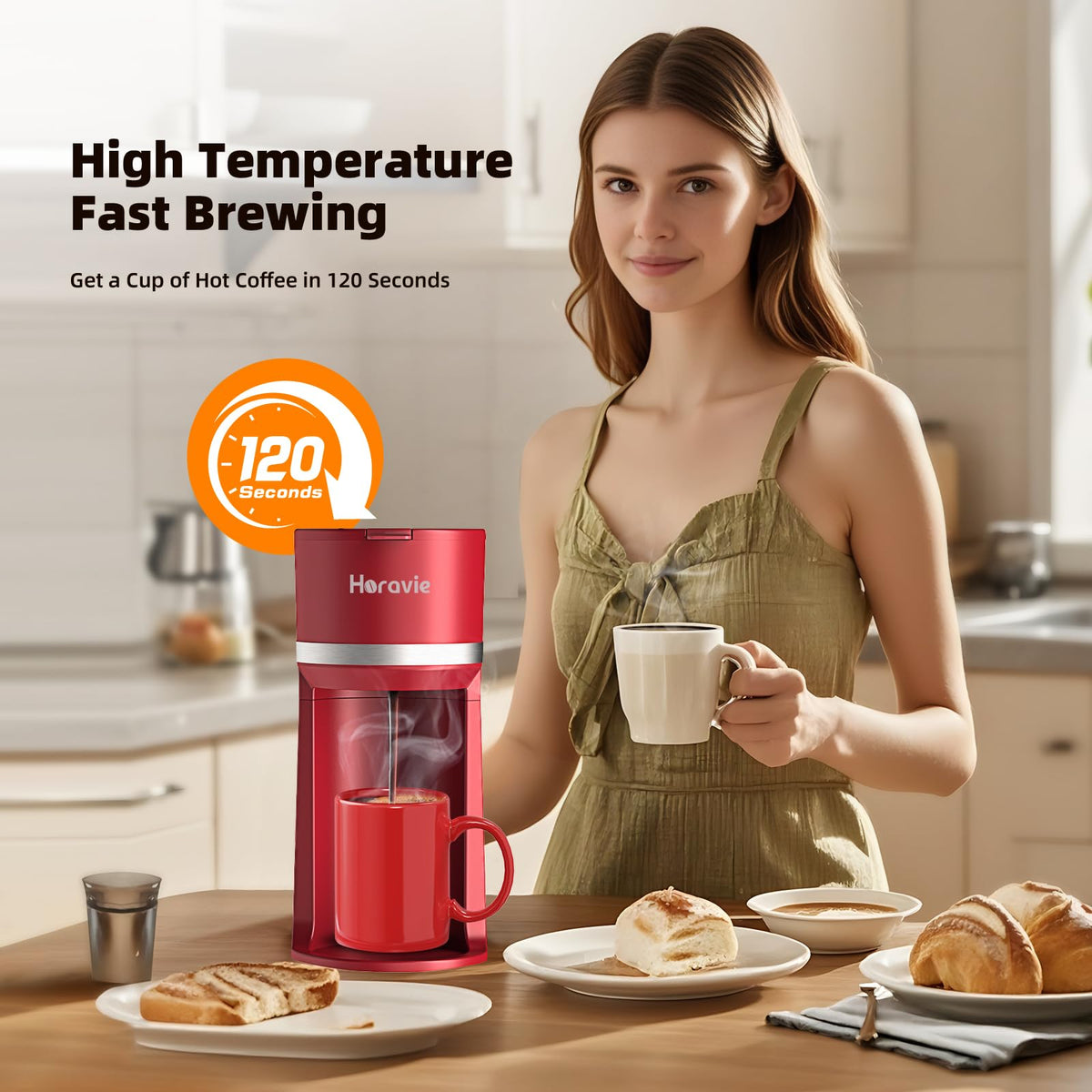 Single Serve Coffee Maker for K Cup and Grounds H8717