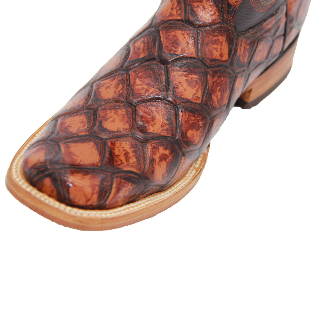Leather Pirarucu Fish Print Western Boots S839496