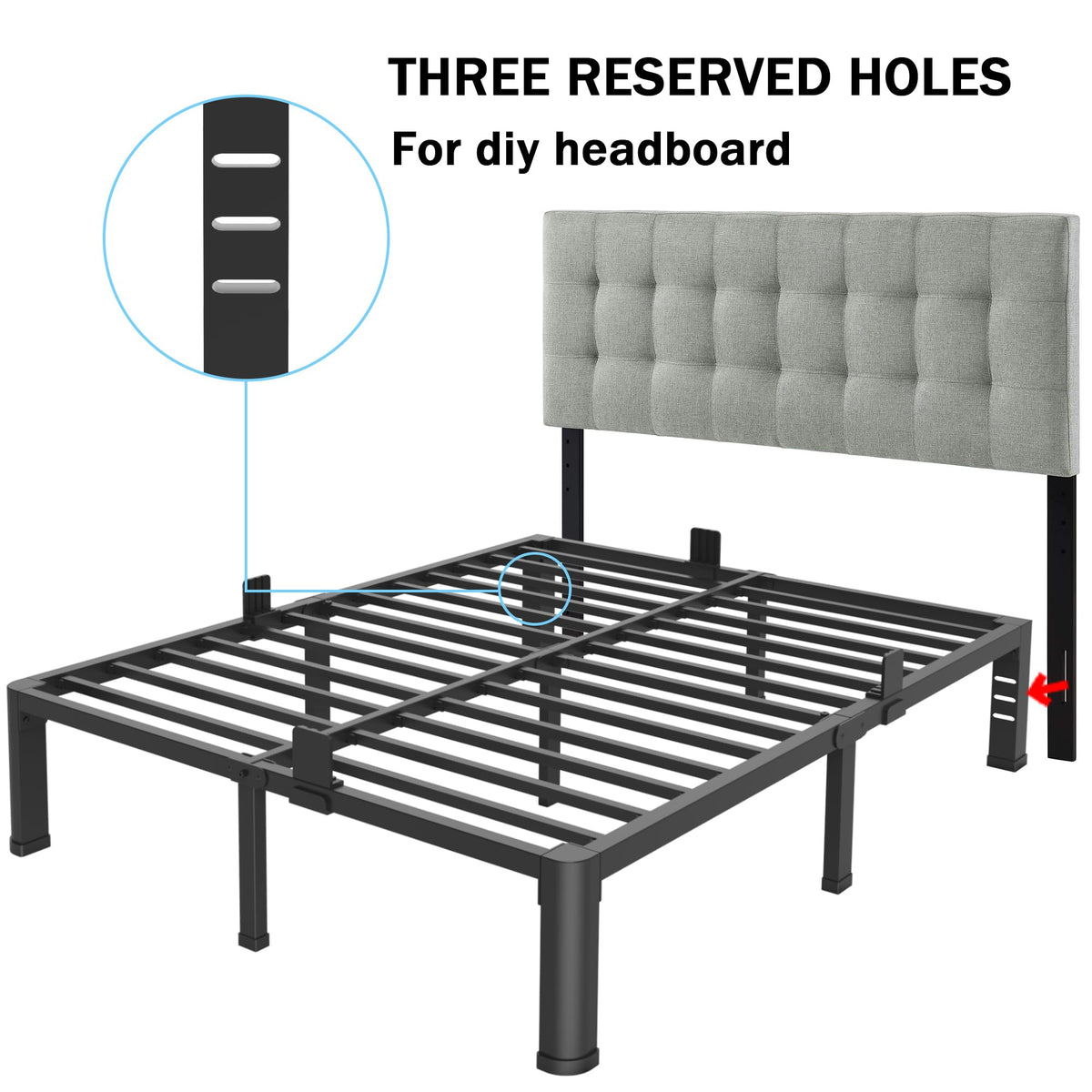 10 Inch Queen Metal Bed Frame with Headboard M10641