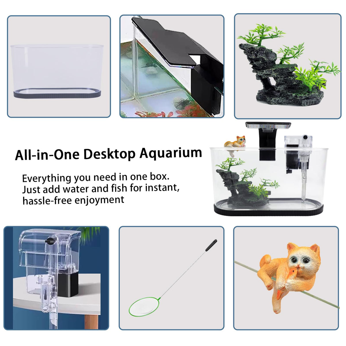 2 Gallon Fish Tank Kit with Filter and Light G68150
