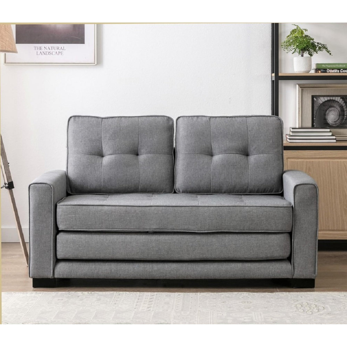 58 Inch Light Gray Upholstered Sleeper Sofa Bed Z901