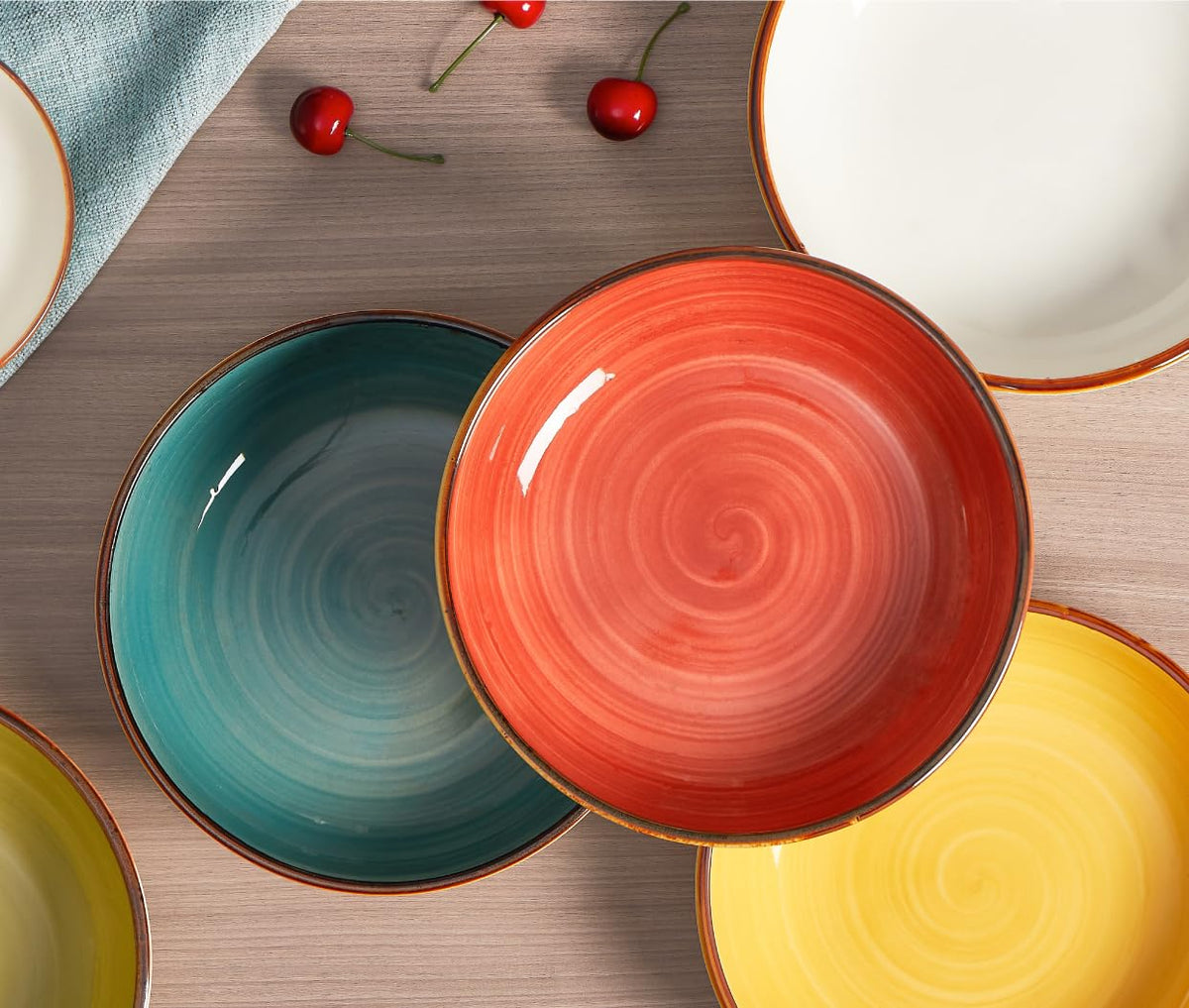 30 Ounce Porcelain Pasta Bowls Set of 4 Assorted Color T200199