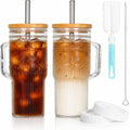 24 oz Glass Tumbler with Bamboo Lid and Handle R752