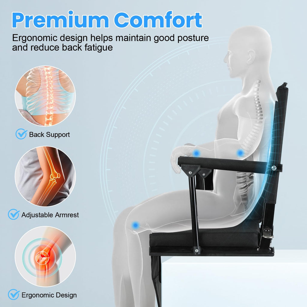 2 Pcs Black Stadium Seats with Back Support and Cushion D532