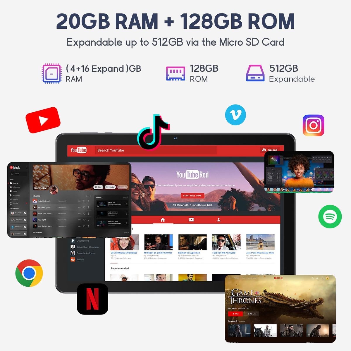 10 Inch Android Tablet with Keyboard 128GB R28618