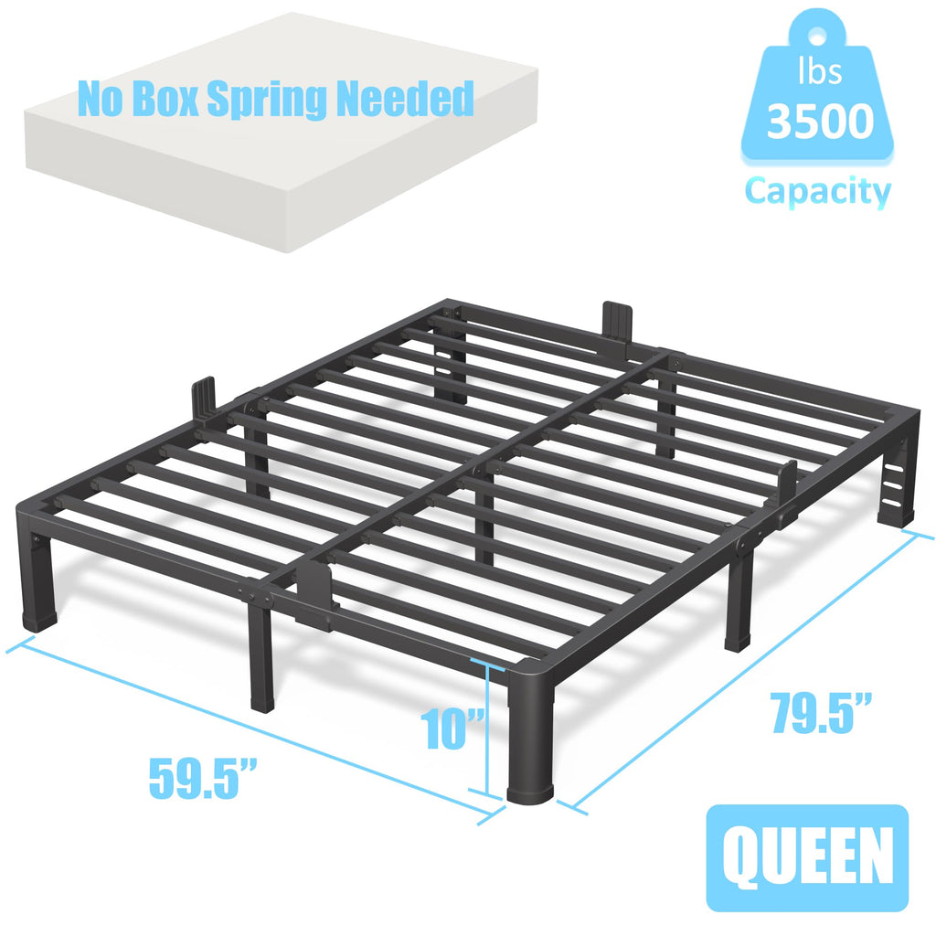 10 Inch Queen Metal Bed Frame with Headboard M10641