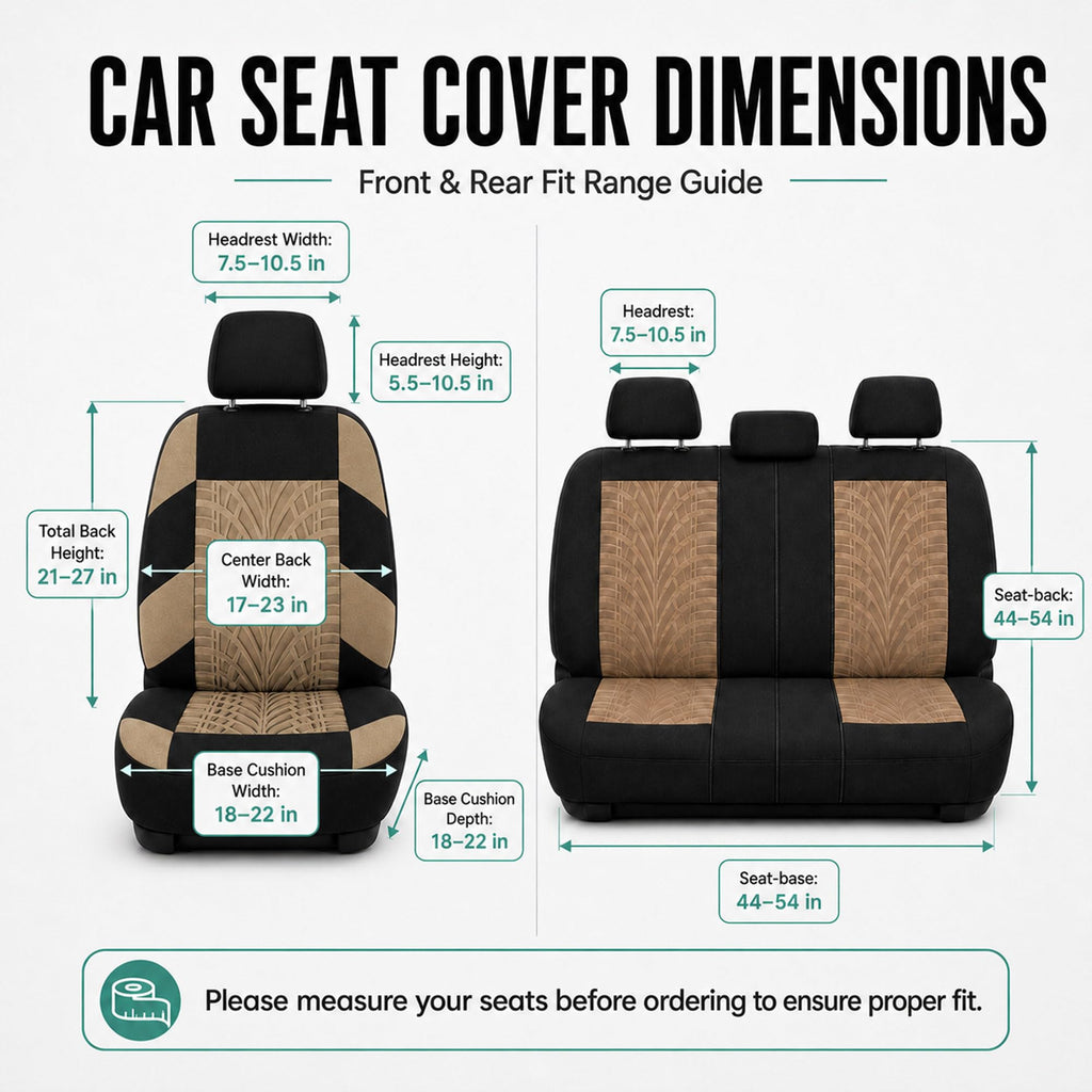 Beige Cloth Car Seat Covers Full Set F65474