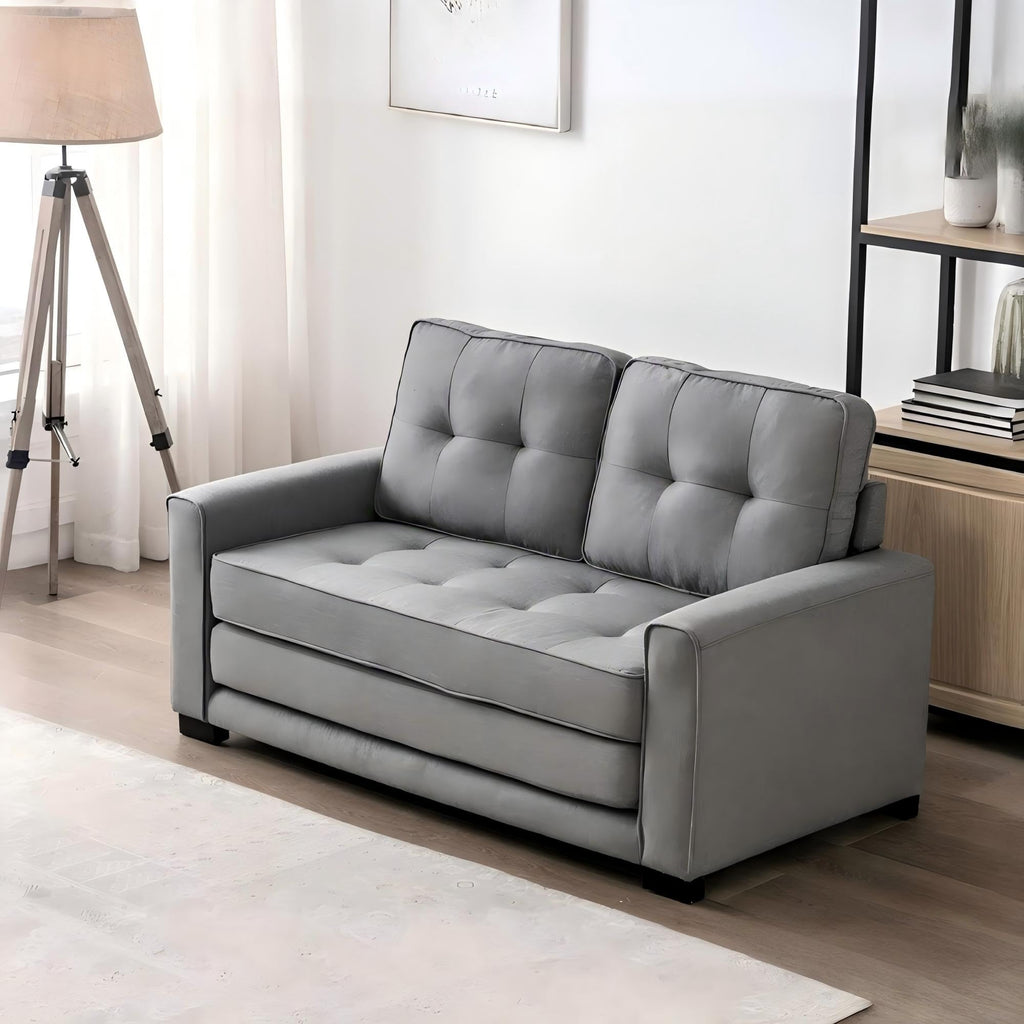 58 Inch Light Gray Upholstered Sleeper Sofa Bed Z901