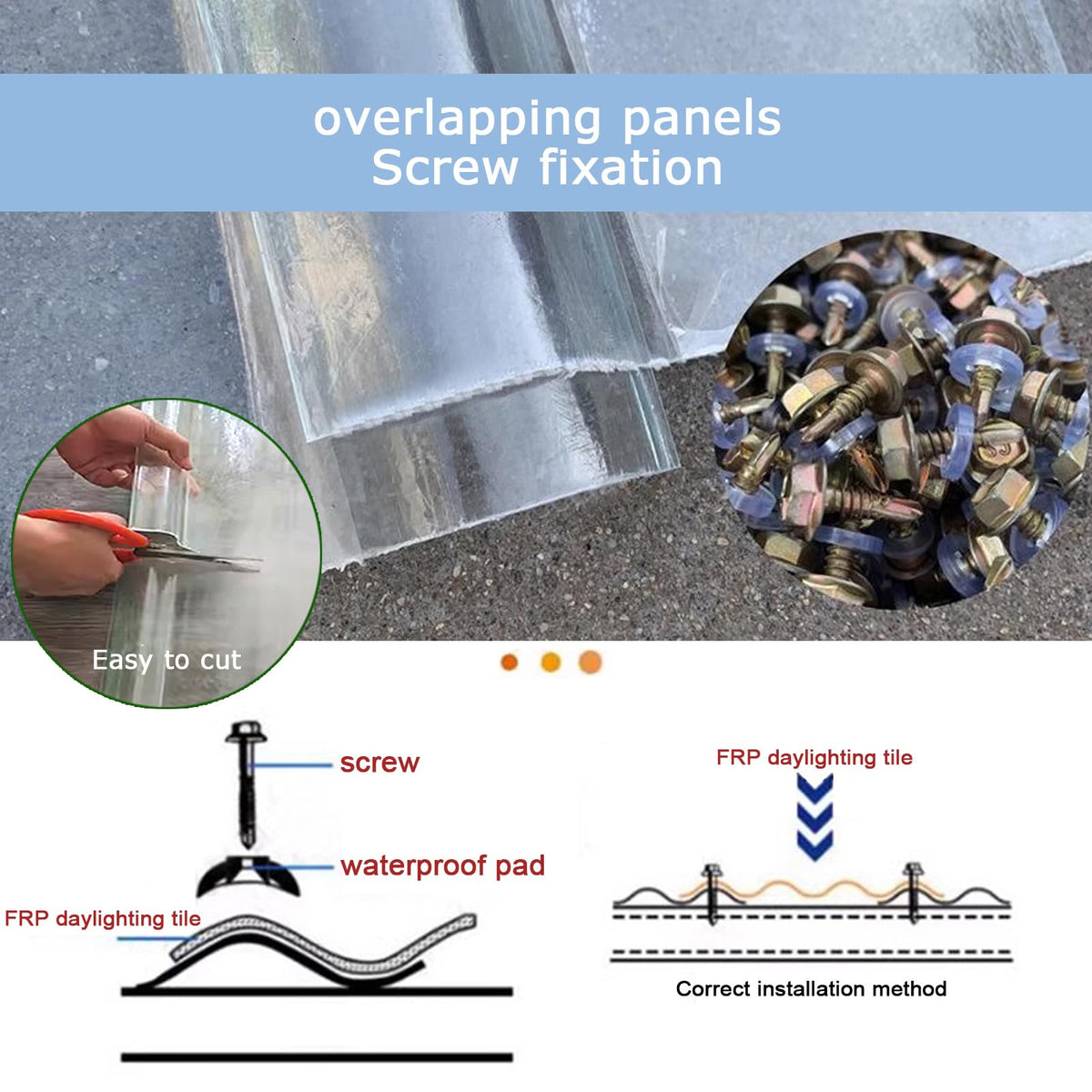 Corrugated Fiberglass Roofing Panels 8 pcs 35x63in A663