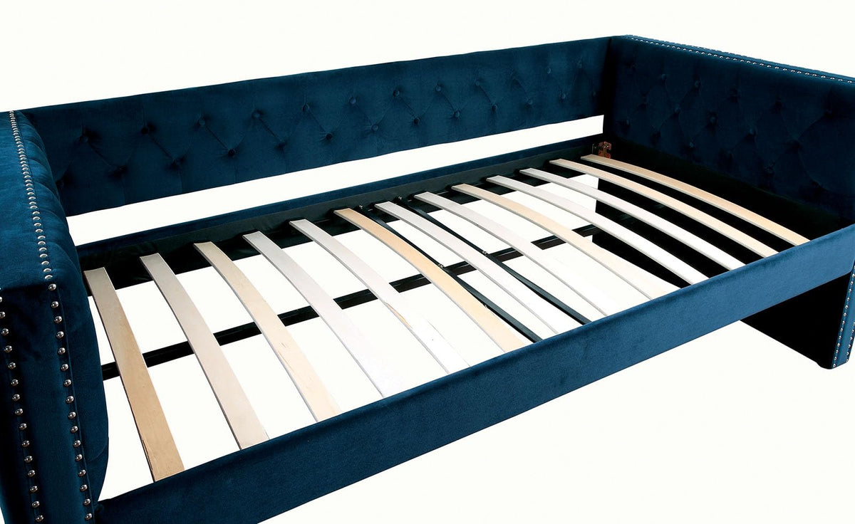 Navy Daybed with Trundle Button Tufted Upholstery F967