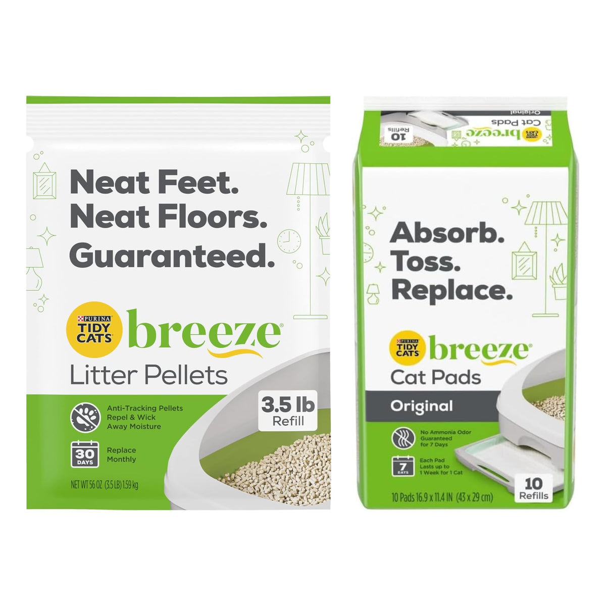 1 Litter Pellets Refill (3.5 lb) and 1 Cat Pad Refills (10 ct) Variety Pack J408