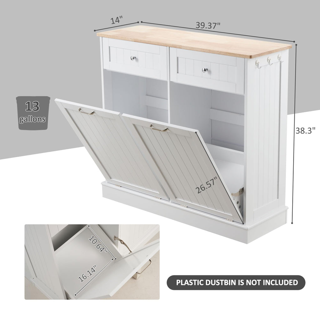 Double Tilt Out Trash Can Cabinet 2 X 13 Gallon with Storage V67509