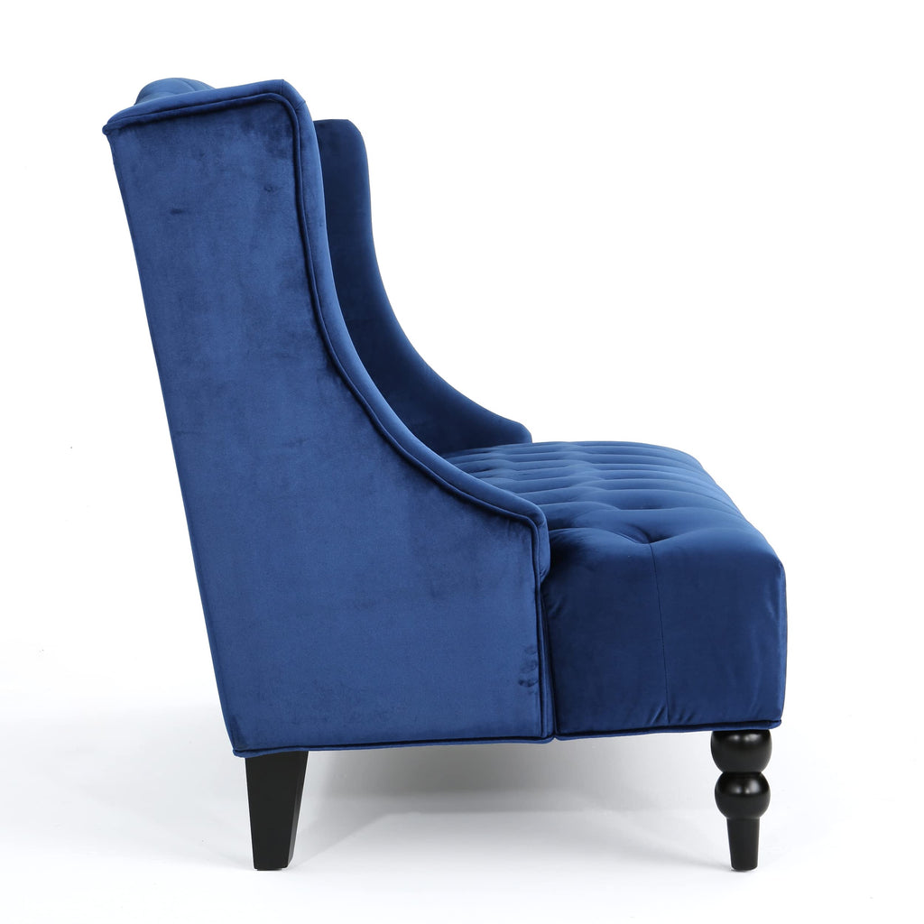 Navy Blue Velvet Tufted Loveseat G827437