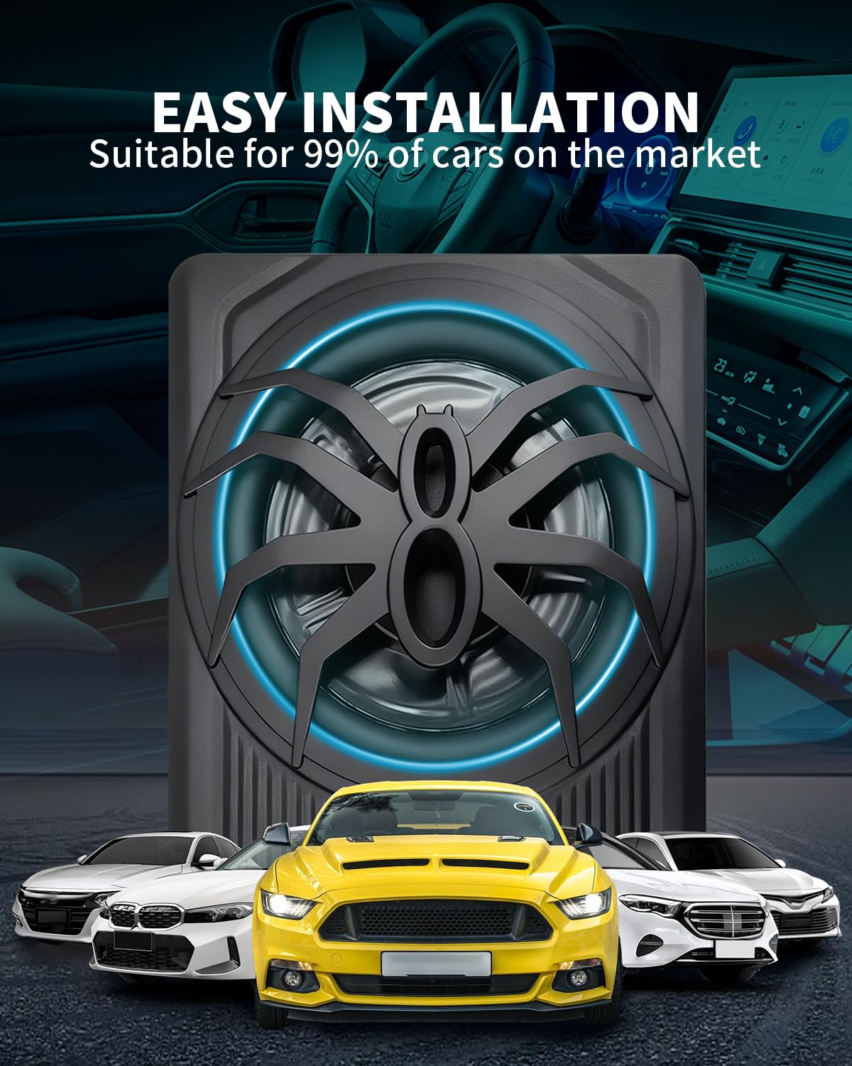 10" 1600W Slim Under Seat Powered Car Subwoofer W31658