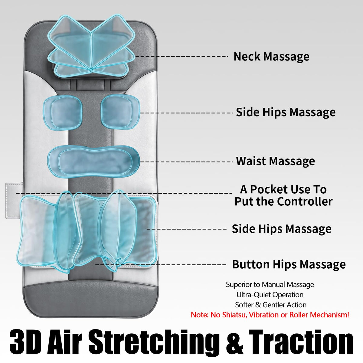 Foldable Full Body Stretching Massage Mat with Airbags Y750