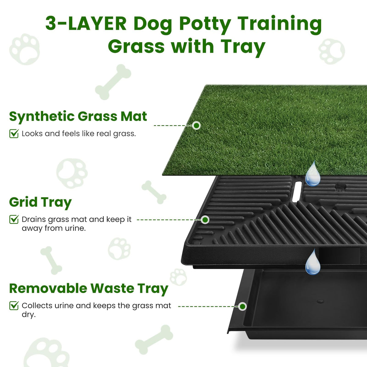 20 x 25 inches Washable Dog Grass Pee Pad with Tray X876