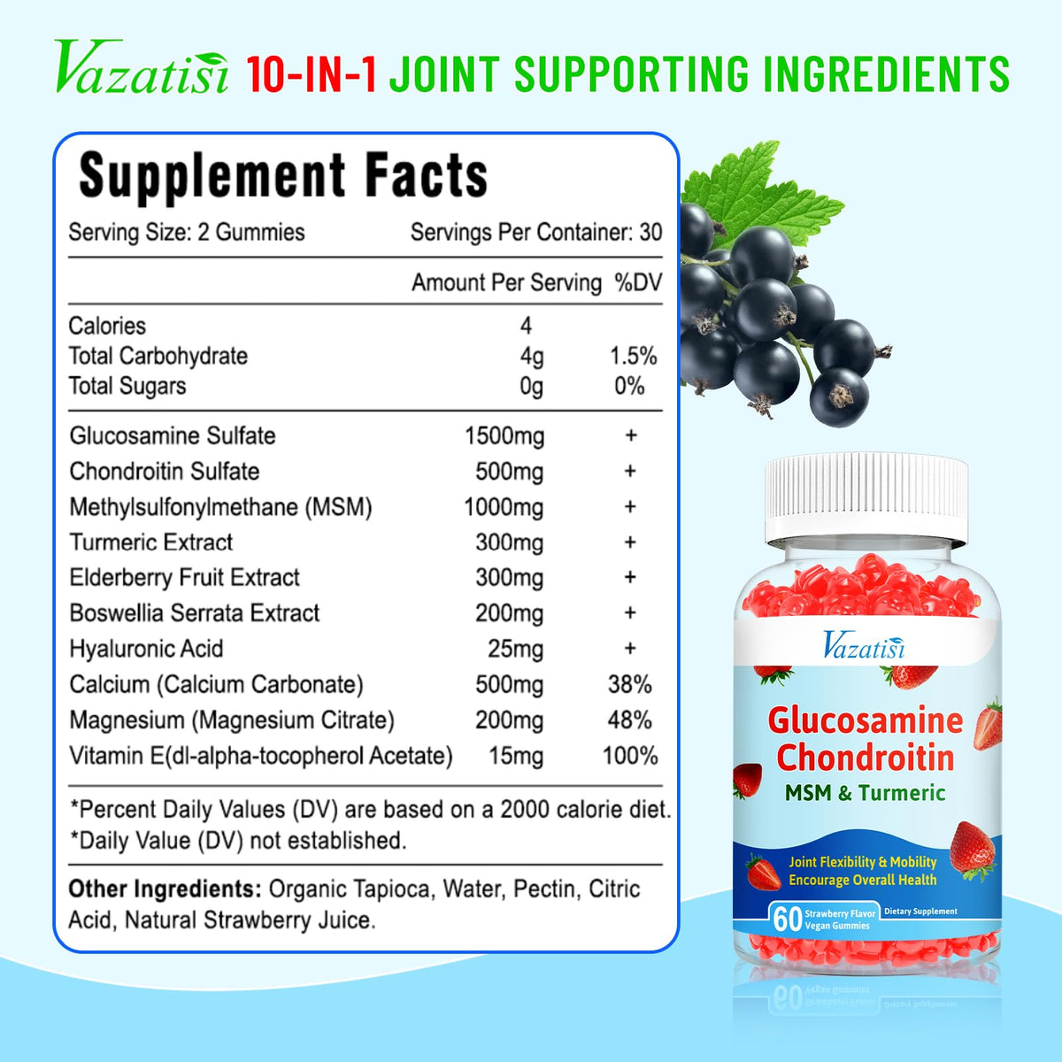 Glucosamine Chondroitin Gummies with Turmeric & MSM, 60 Gummies O58791