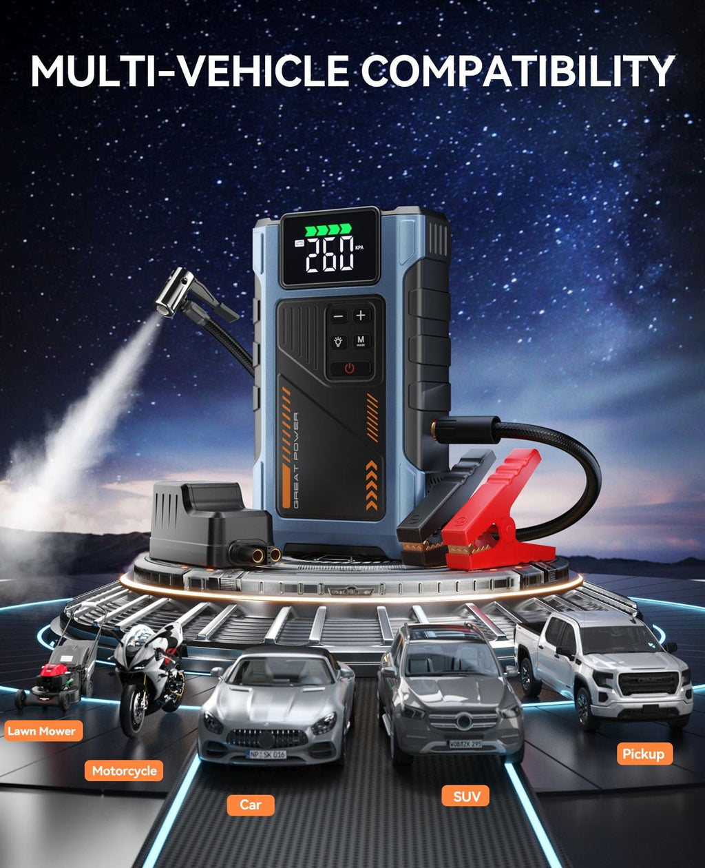 4500A 12V Jump Starter with Air Compressor 150PSI W296753