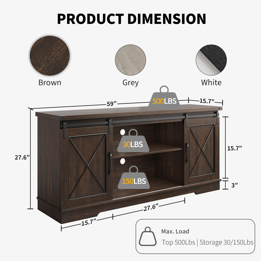 59" Brown Farmhouse TV Stand M3432