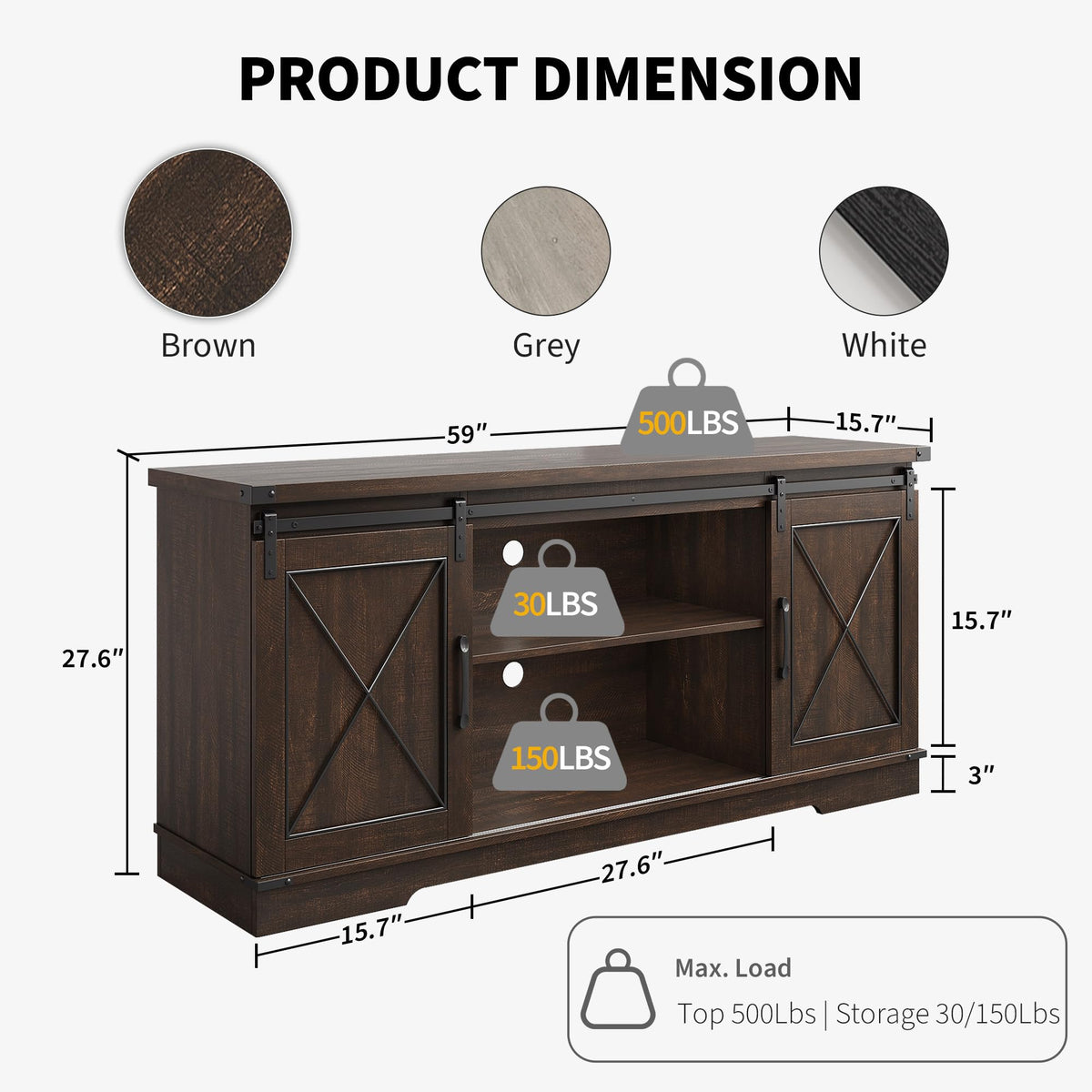 59" Brown Farmhouse TV Stand M3432