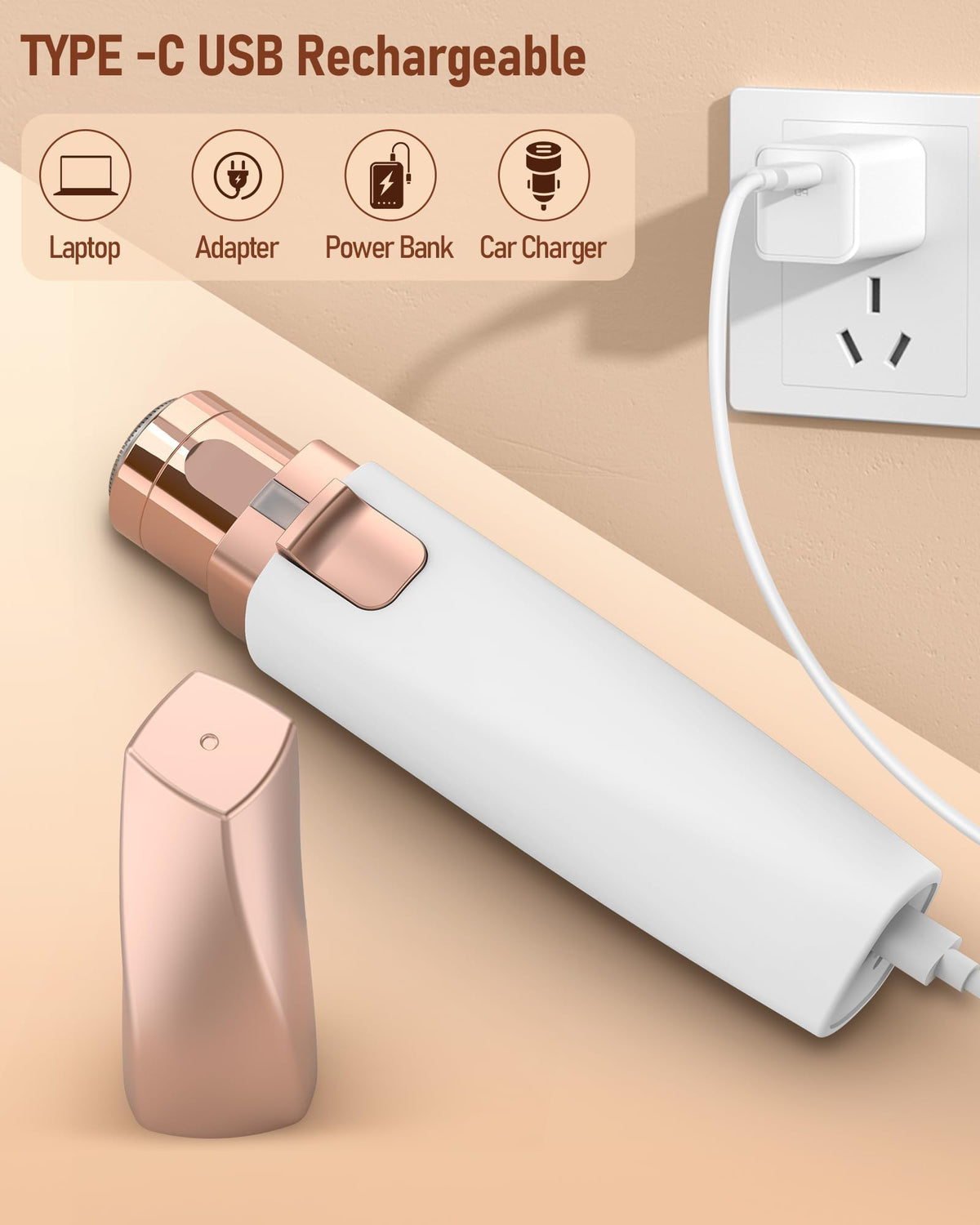 2 in 1 Rechargeable Eyebrow Trimmer Facial Hair Remover with LED Light E5807
