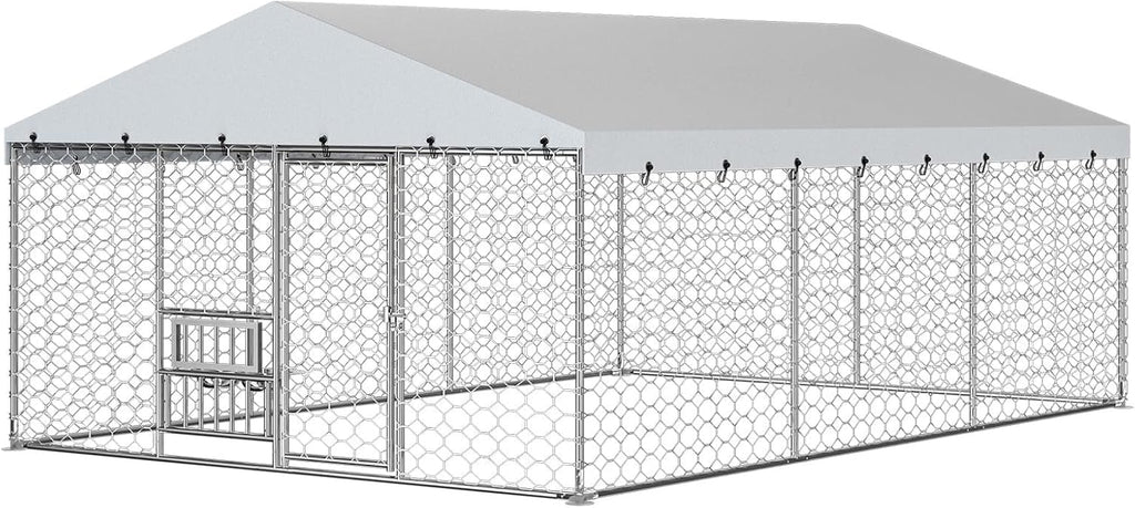 10x15FT Galvanized Outdoor Dog Kennel Q89686