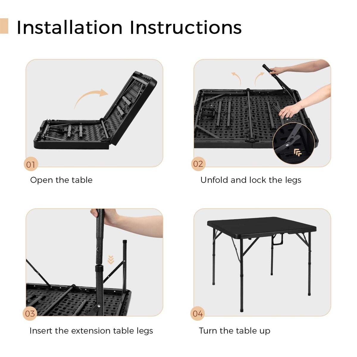 34" Black Folding Card Table X5582