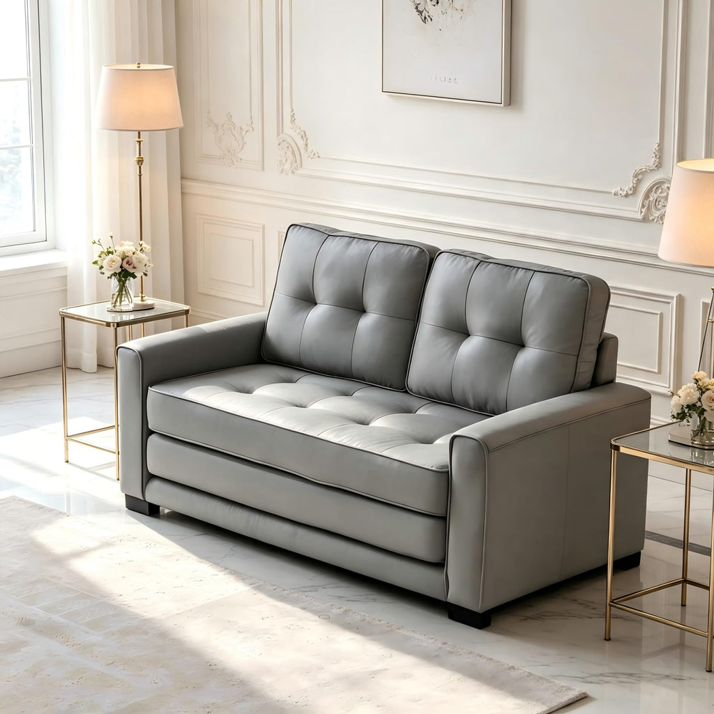 58 Inch Light Gray Upholstered Sleeper Sofa Bed Z901