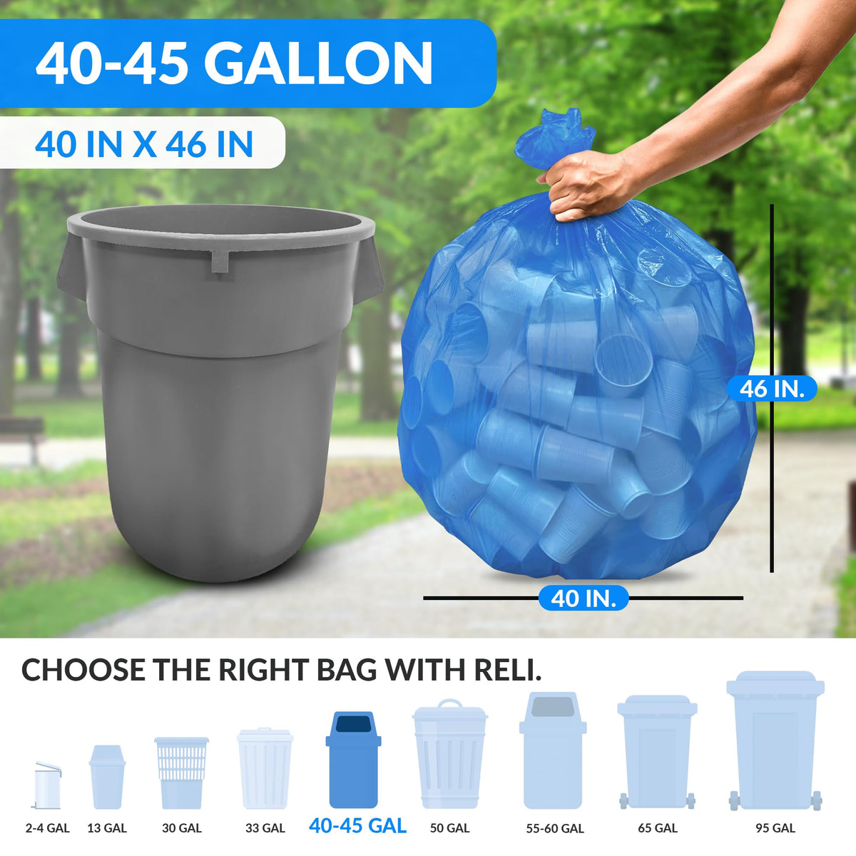 40-45 Gallon Heavy Duty Trash Bags V3707