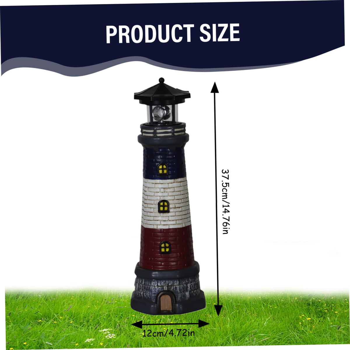 15" Tall Waterproof Resin Lighthouse Lamp with Rotating LED P504