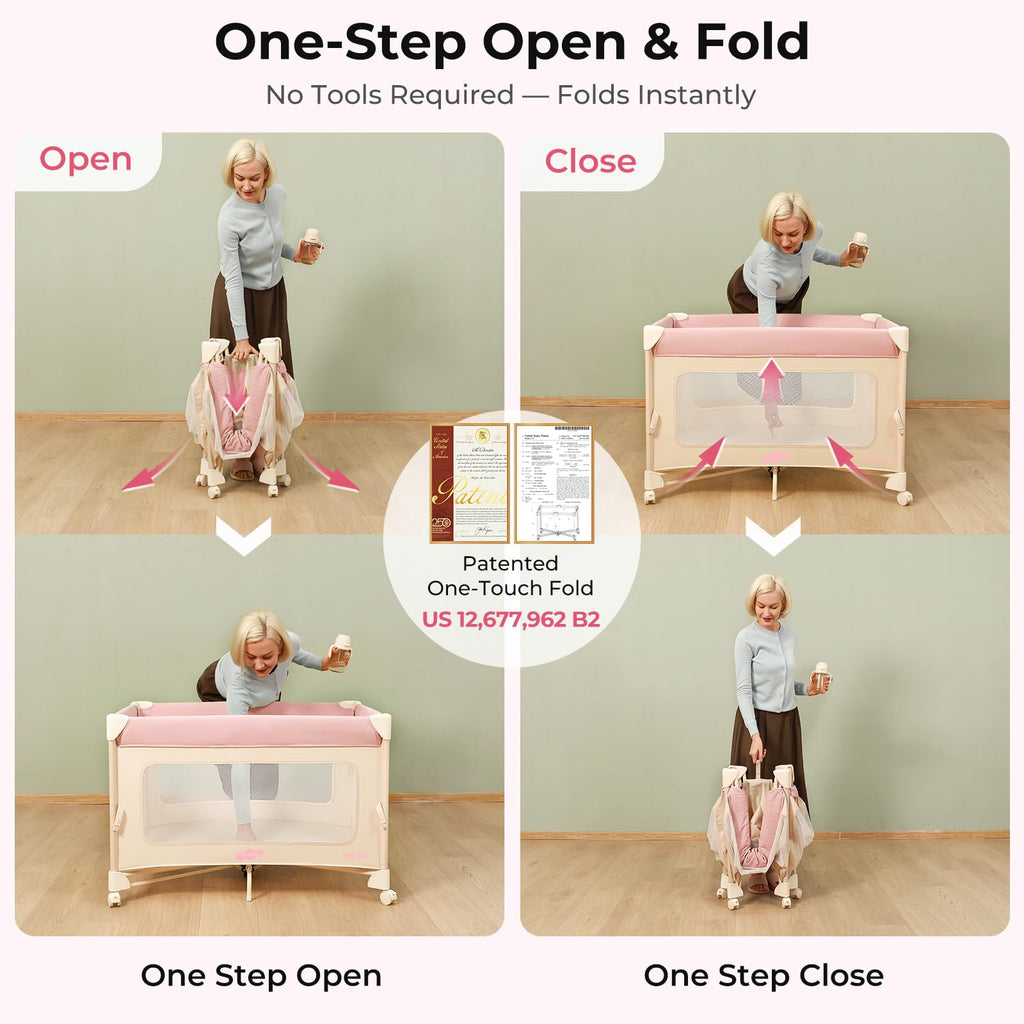 5 in 1 Pack and Play Bedside Crib Playard with Mattress Y53421