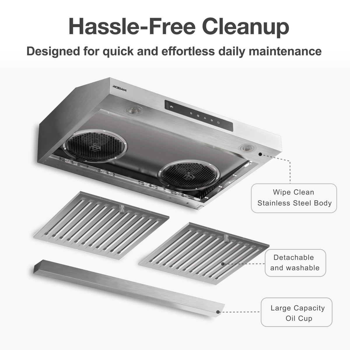 30 Inch 1000 CFM Under Cabinet Ducted Stainless Steel Range Hood O8654