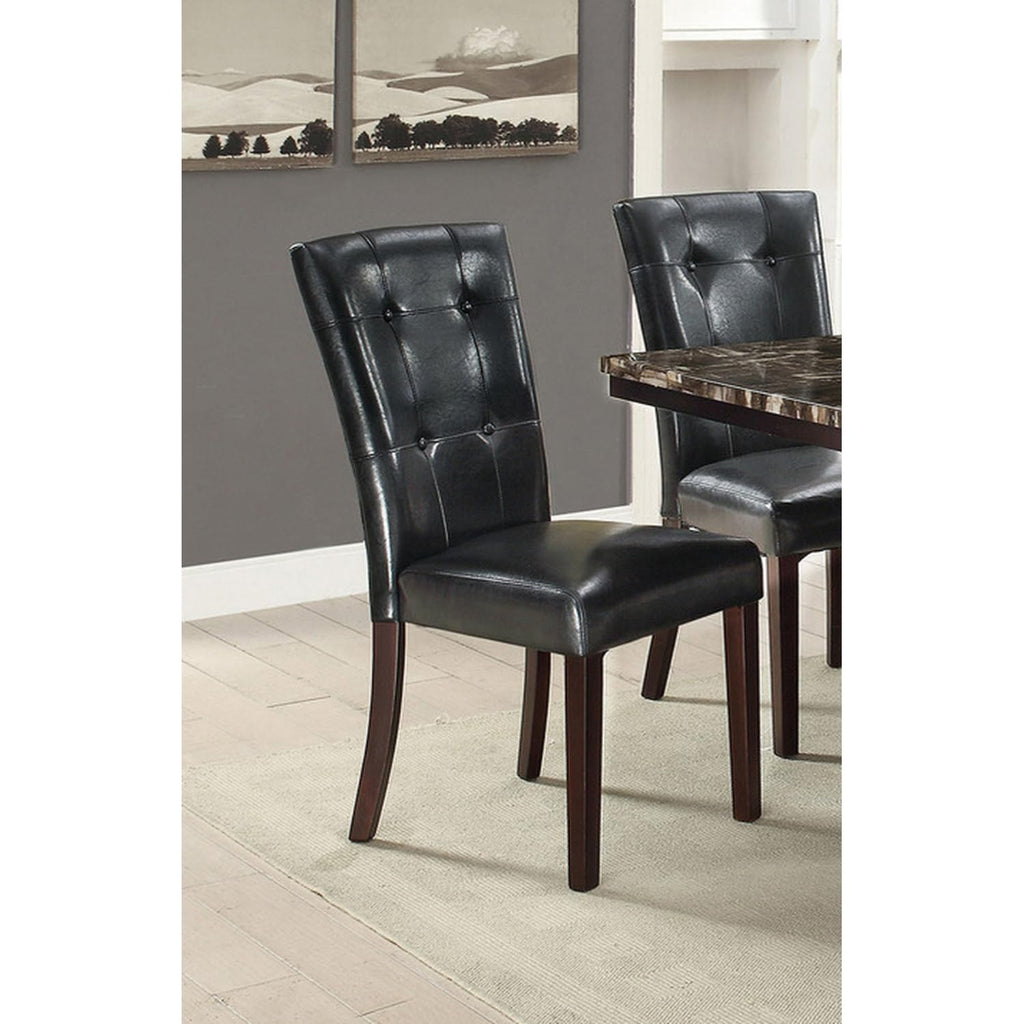 Black Faux Leather Tufted Parson Chairs Set of 2 P120