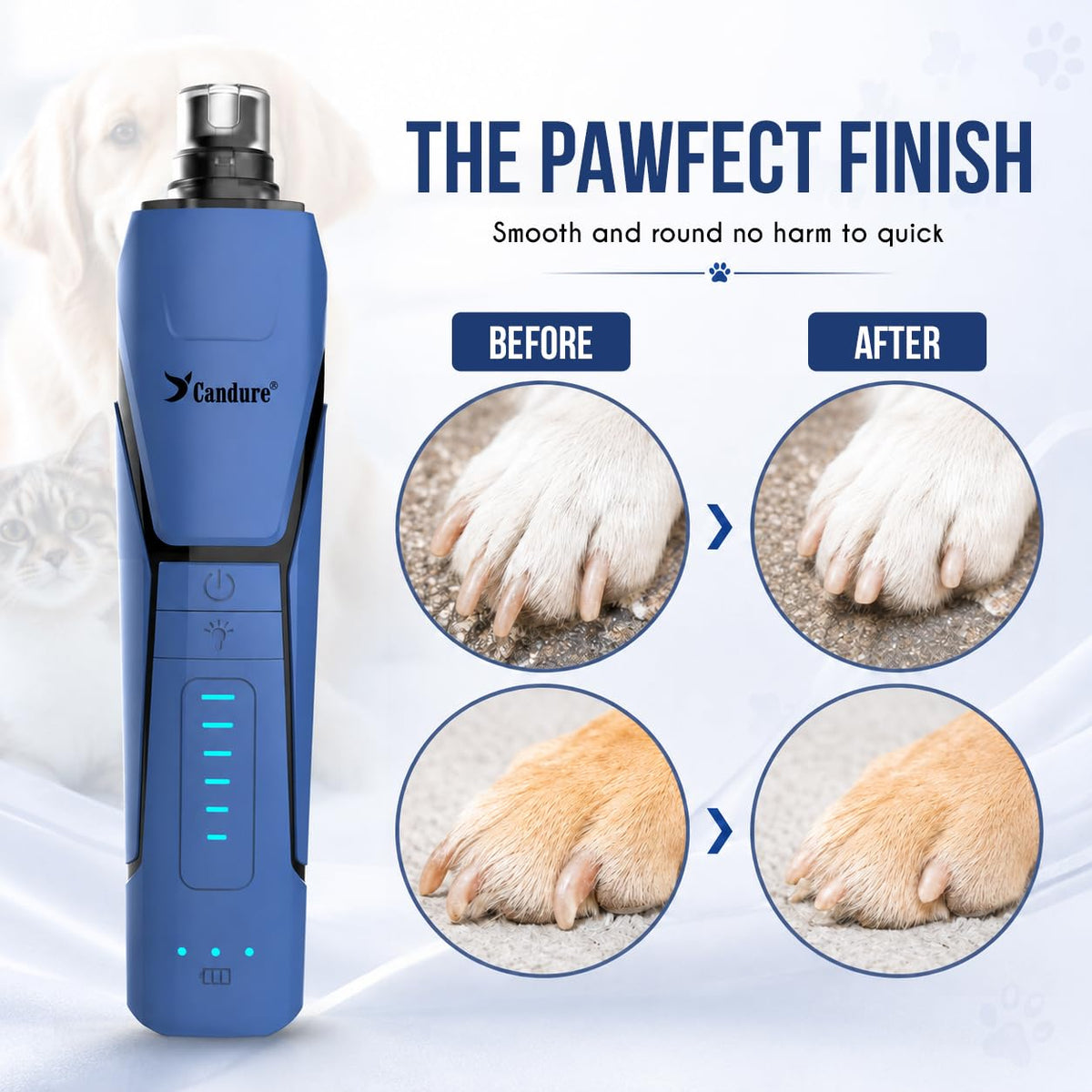 Quiet Rechargeable Dog Nail Grinder with LED Light D73606