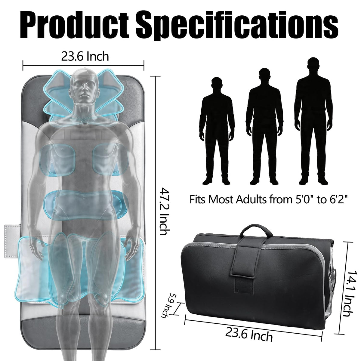 Foldable Full Body Stretching Massage Mat with Airbags Y750