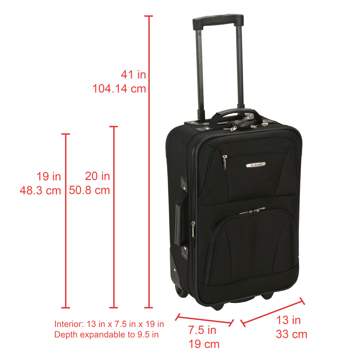 Expandable Softside Upright Luggage Set, Black, 2-Piece (14/19) M26889