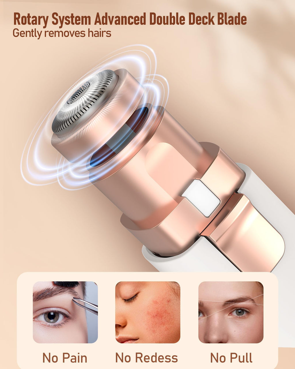 2 in 1 Rechargeable Eyebrow Trimmer Facial Hair Remover with LED Light E5807