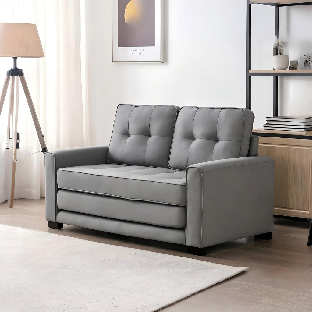 58 Inch Light Gray Upholstered Sleeper Sofa Bed Z901
